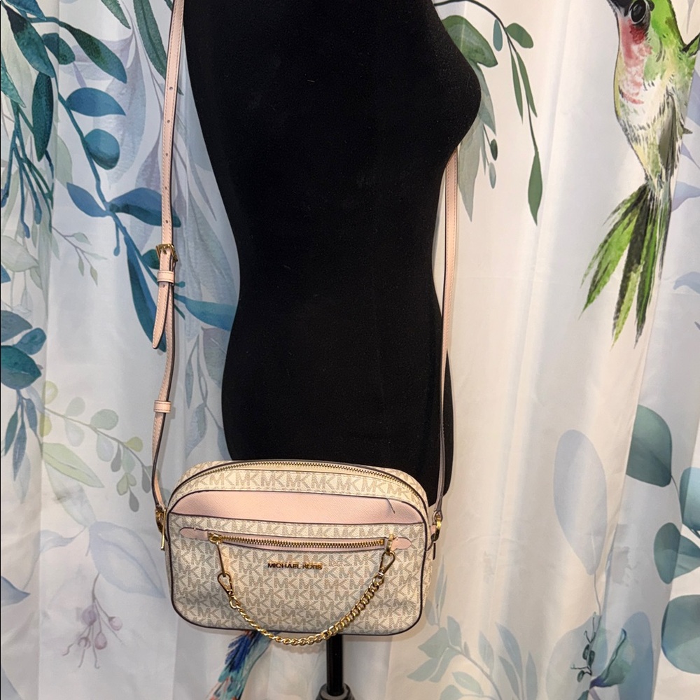 Michael Kors Light Pink and Cream Crossbody Bag